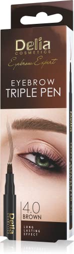 Delia Cosmetics - Tripple Stylist Pen - Braun - Augenbrauenstift - Haltbarkeit rund um die Uhr - Natürlicher Effekt - Präzises Auftragen von Delia Cosmetics