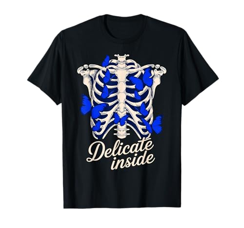 Schmetterling Brustkorb Skelett psychische Gesundheit Designs für Frauen T-Shirt von Delicate Graphics for Girls and Sensitive Women
