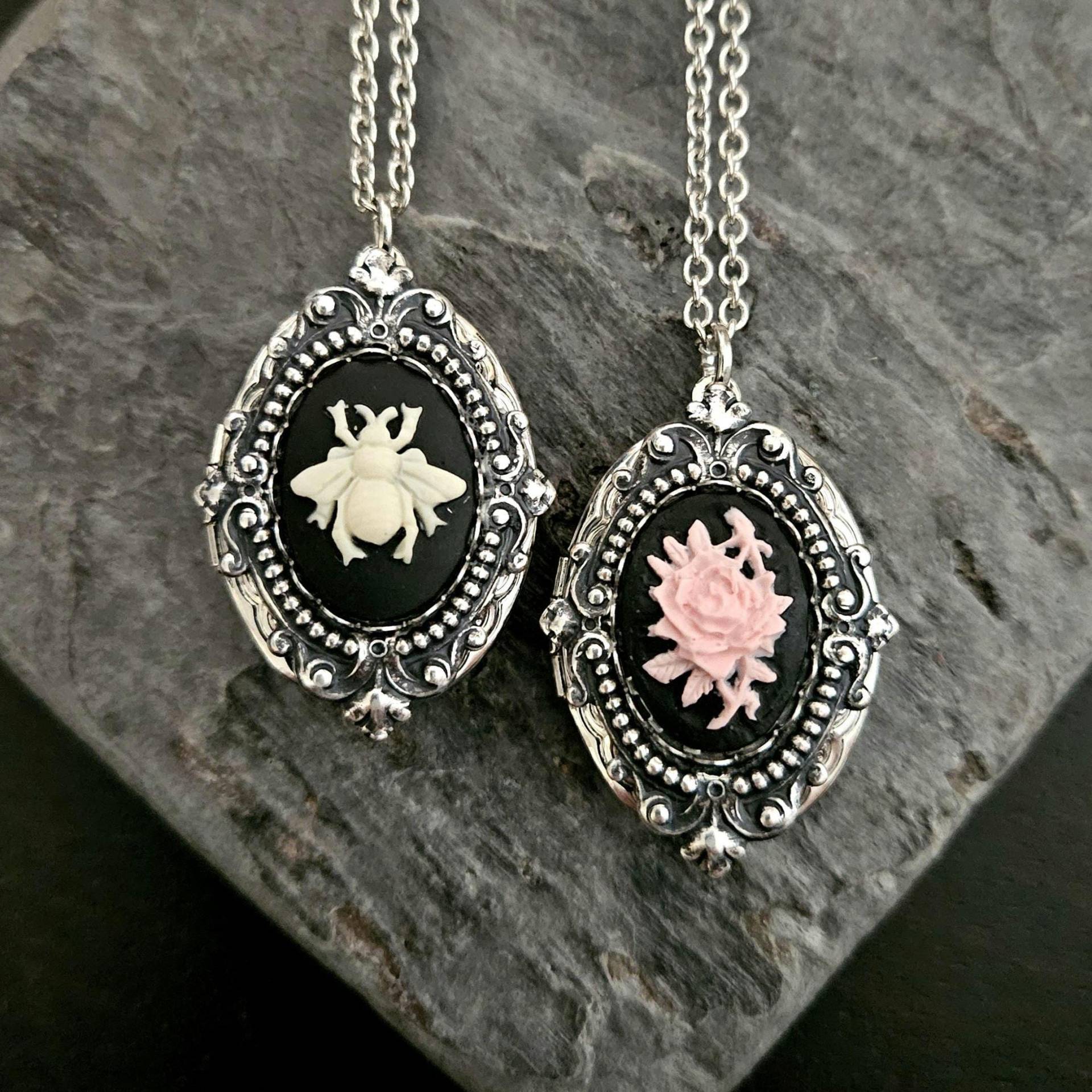 Cameo Medaillon, Bienen Rosa Rose Bienenkönigin Geschenk, Silber Kamee Schmuck, Urlaub Geschenkideen, Geschenkideen Für Mama von DelicateIndustry1