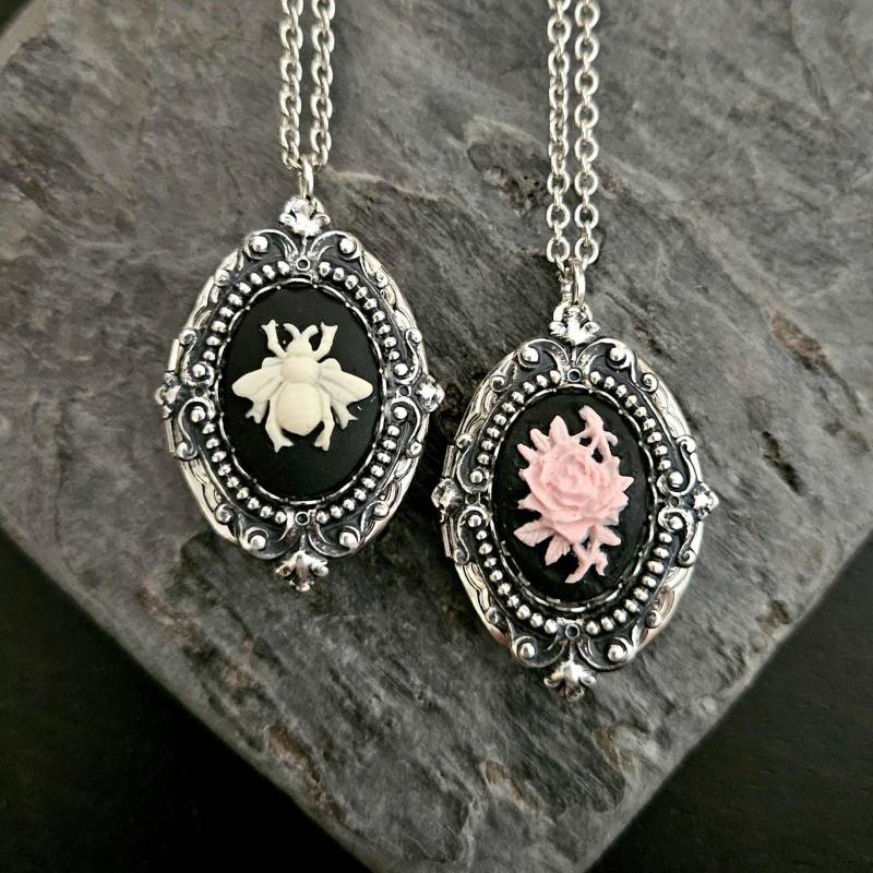 Cameo Medaillon, Bienen Rosa Rose Bienenkönigin Geschenk, Silber Kamee Schmuck, Urlaub Geschenkideen, Geschenkideen Für Mama von DelicateIndustry1