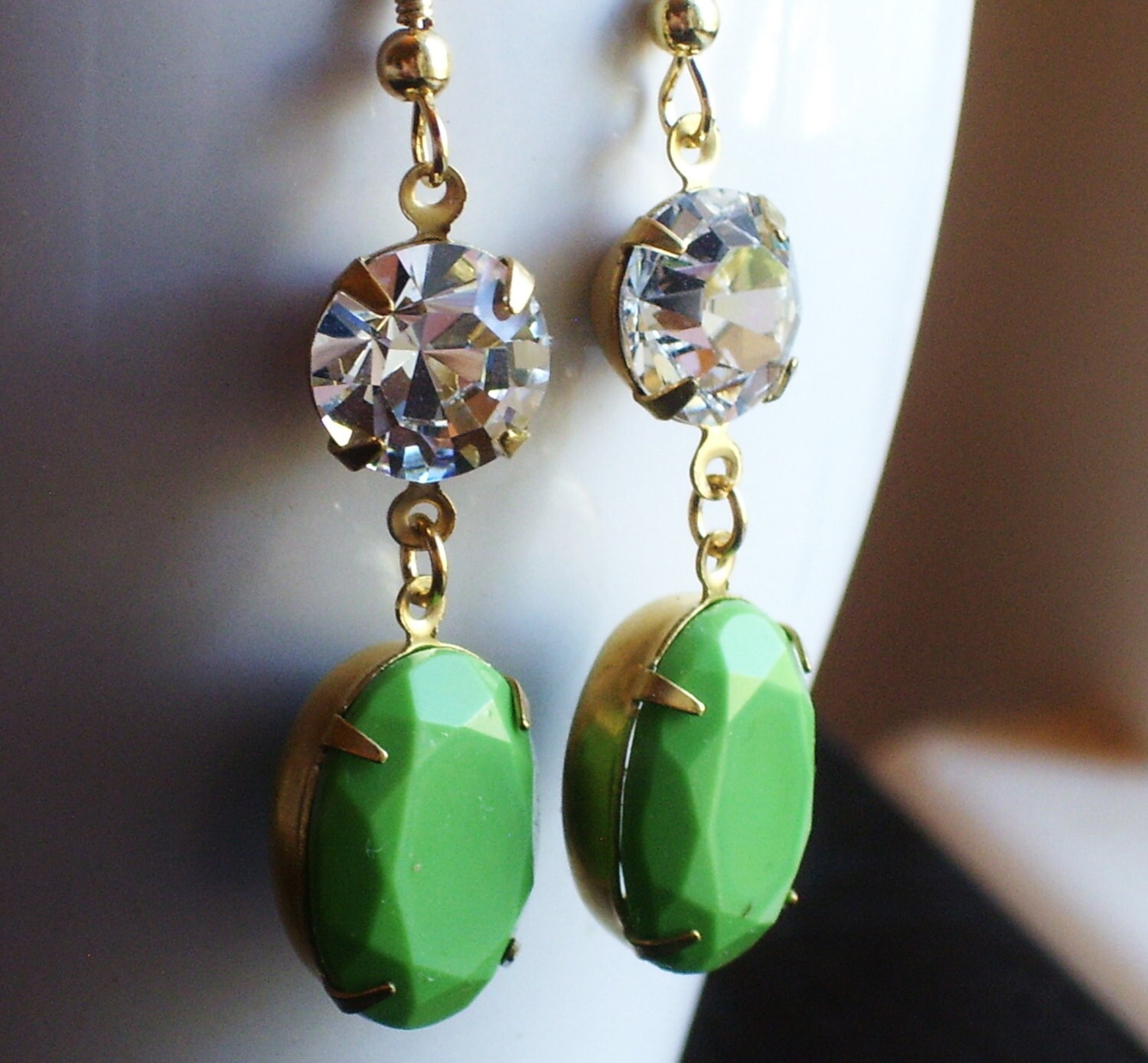 Juwel Statement Ohrringe, Glas Kristall Grüne Kombi Stil Geschenkidee Für Mama, Einzigartiges Weihnachtsgeschenk von DelicateIndustry1