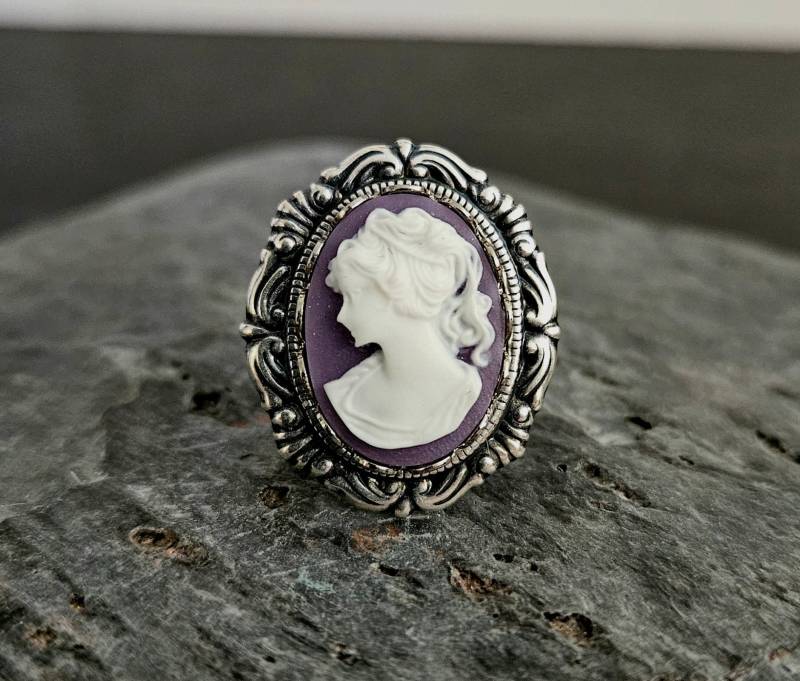 Lila Cameo Ring, Antik Silber Lavendel Jane Austen Schmuck, Urlaub Geschenk Ideen, Geschenkideen Für Mama von DelicateIndustry1