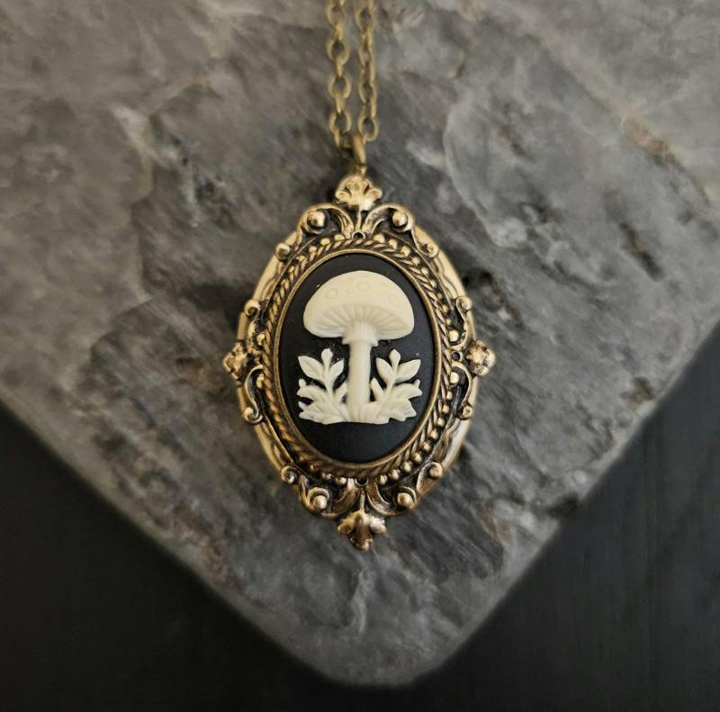 Pilz Medaillon Halskette, Fee Kamee, Cameo Medaillon, Kamee Schmuck, Urlaub Geschenkideen, Geschenkideen Für Teenager, Einzigartiges Geschenk von DelicateIndustry1