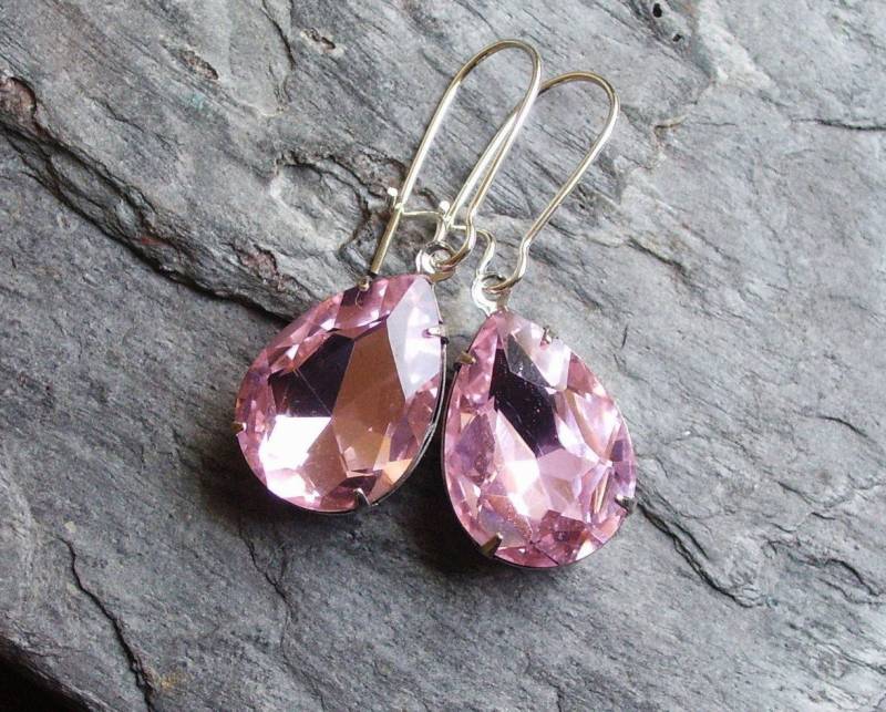 Rosa Juwelenohrringe, Rosa Teardrop-Ohrringe, Brautjungferohrringe, Nachlassstilohrringe, Brautohrringe, Geschenkideen Für Mama von DelicateIndustry1