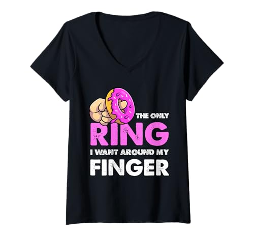 Damen Der einzige Ring, den ich an Meinem Finger haben Will T-Shirt mit V-Ausschnitt Damen Der einzige Ring, den ich an Meinem Finger haben Will T-Shirt mit V-Ausschnitt von Delicious Donut Humor Lovers Treat