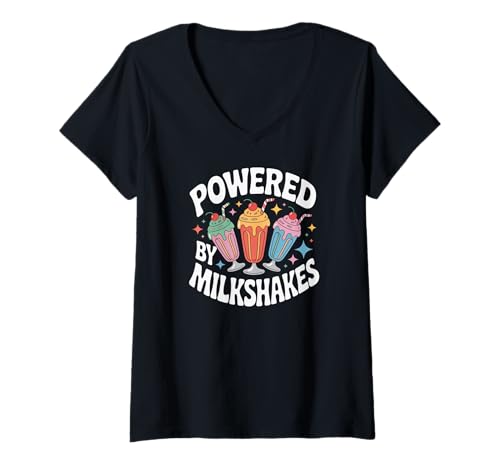 Damen Bereitgestellt von Milkshakes Colorful Delight T-Shirt mit V-Ausschnitt Damen Bereitgestellt von Milkshakes Colorful Delight T-Shirt mit V-Ausschnitt von Delicious Milkshake Enthusiasts United Fun