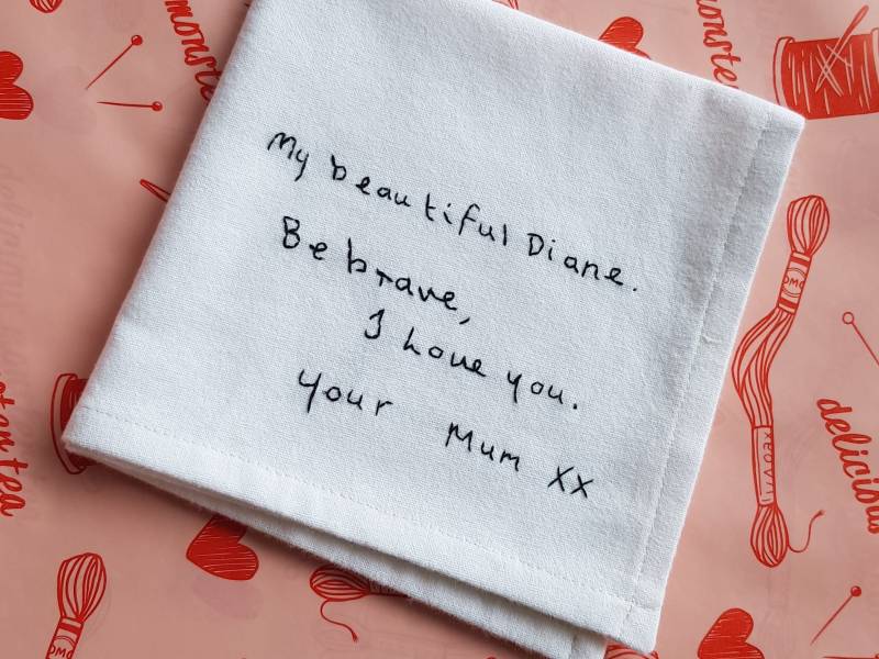 Handschriftliches Taschentuch Besticktes Andenken Aus Bio-Baumwolle von DeliciousMonsterTea