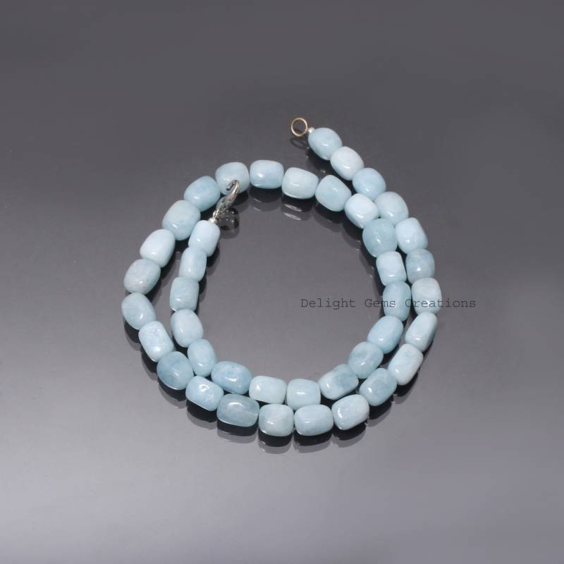 Aaa Eisblaue Aquamarin Perlenkette-10x9Mm-12x9 Mm Glatter Trommel Blauer Edelstein Schmuck-Chunky Perlenkette-Individualisierbar Halskette in Der von DelightGemsCreations