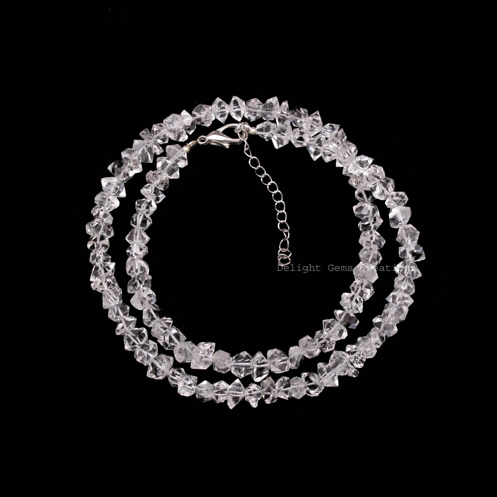 Herkimer Diamant Halskette, Nuggets Perlen 7mm-8mm Weiß Klar Hochwertige Frauen Halskette von DelightGemsCreations