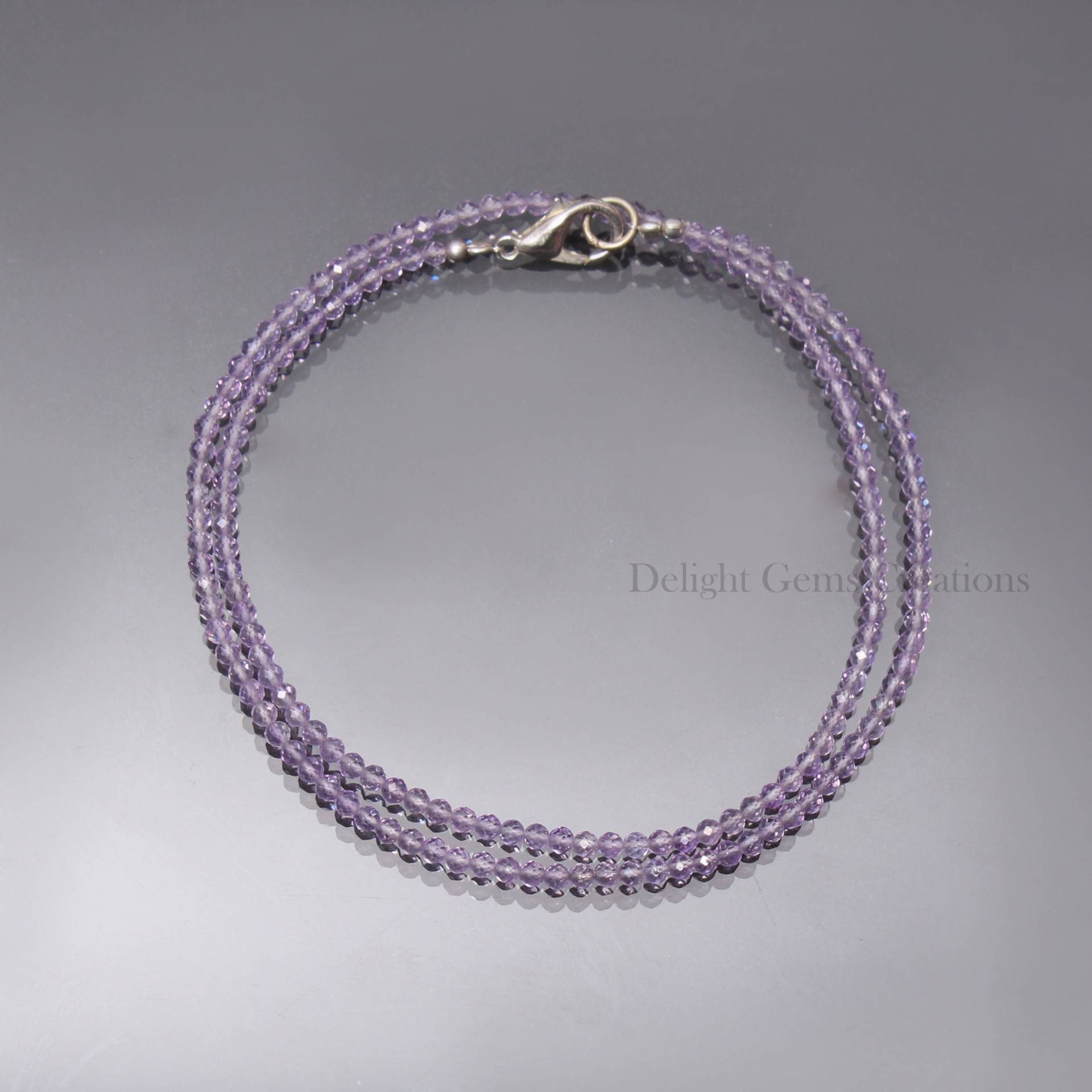 Natürliche Amethyst Perlen Halskette, 2, 5mm Lila Micro Facettierte Runde Halskette. Edelstein Mädchen, Geschenk Für Sie von DelightGemsCreations