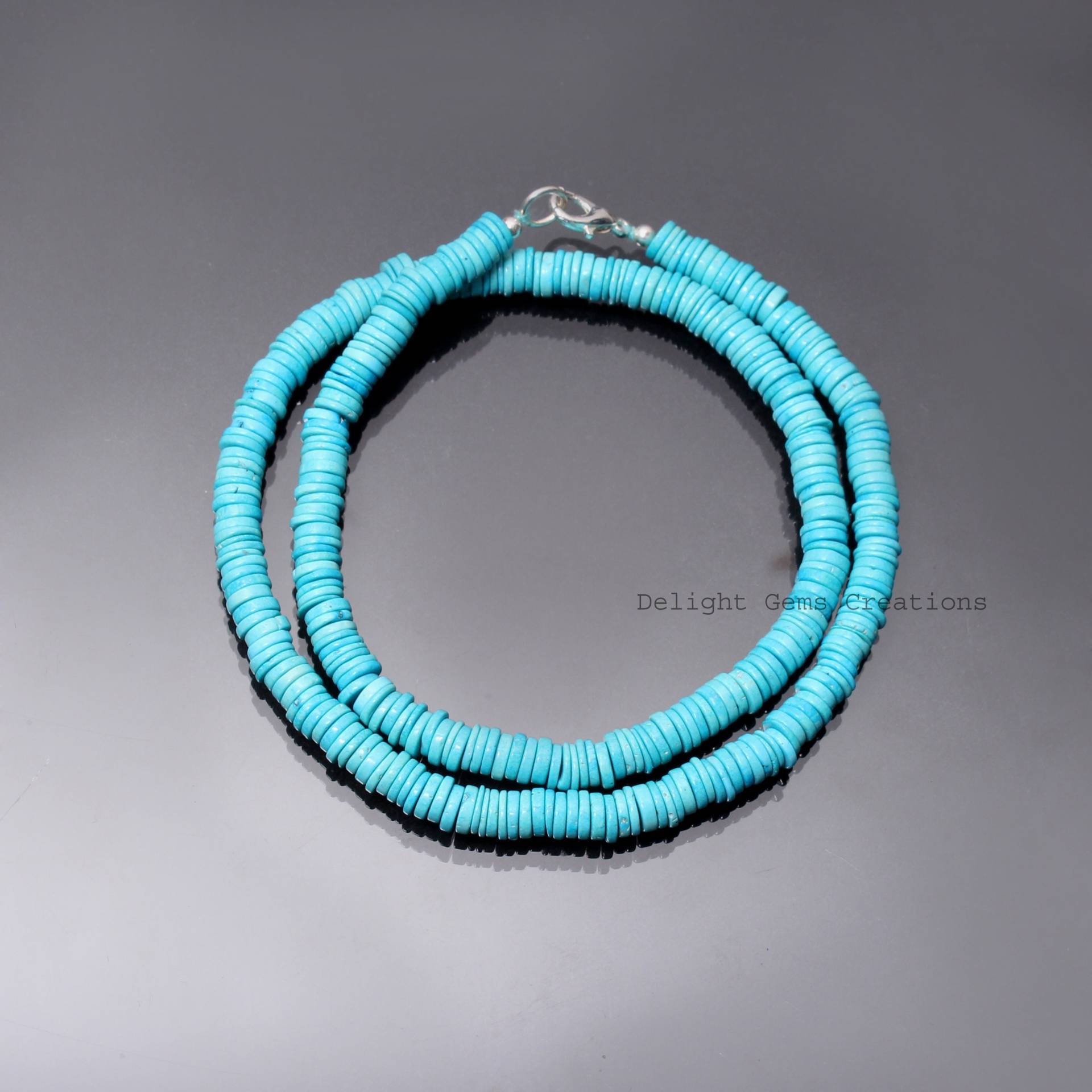 Natürliche Blaue Howlith Türkis Perlenkette-7, 5-8mm Glattes Reifen Rad Türkis Edelstein Schmuck-Frauen Blauer Schmuck-Verlobung von DelightGemsCreations