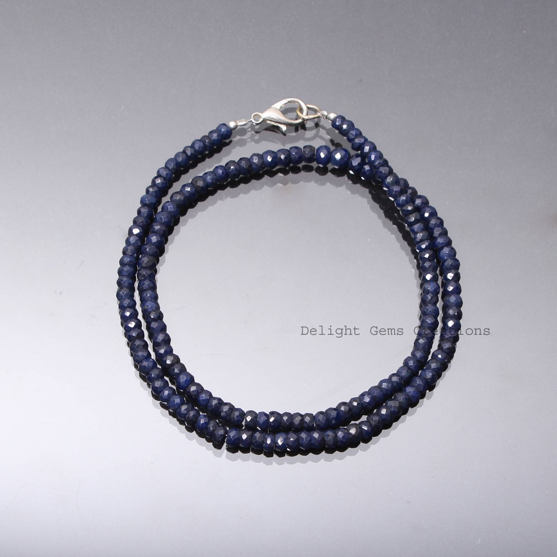 Natürliche Blaue Saphir Perlen Halskette-Edelstein Halskette-4mm-5mm Facettiert Rondell Blau Edelstein Schmuck-Bestes Geschenk Für Sie/Ihn von DelightGemsCreations