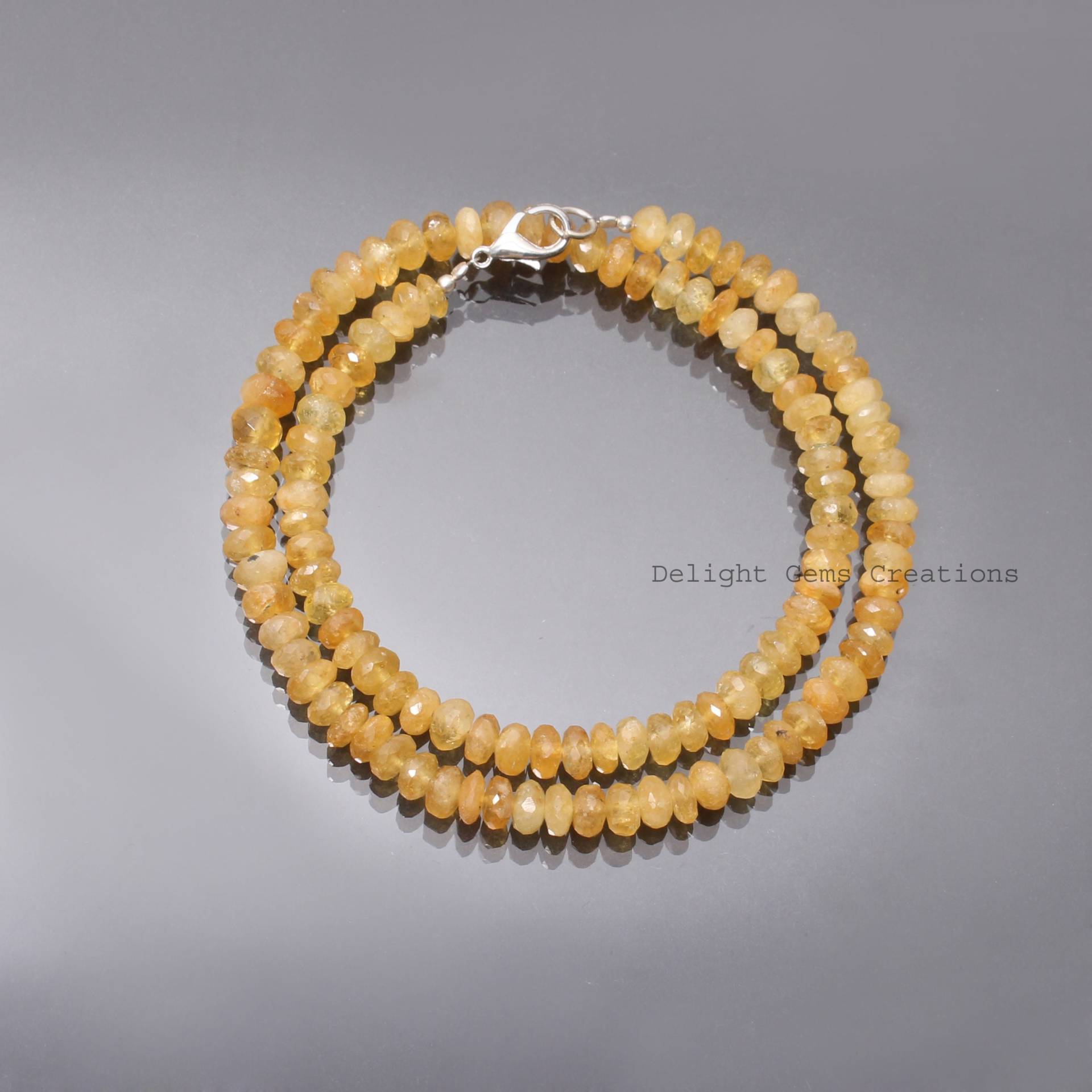Natürliche Gelbe Heliodor Perlen Halskette-6mm-7mm Facettierte Rondelle Gelb Aquamarin Edelstein Halskette-Seltene Damen Schmuck-Geschenkideen von DelightGemsCreations