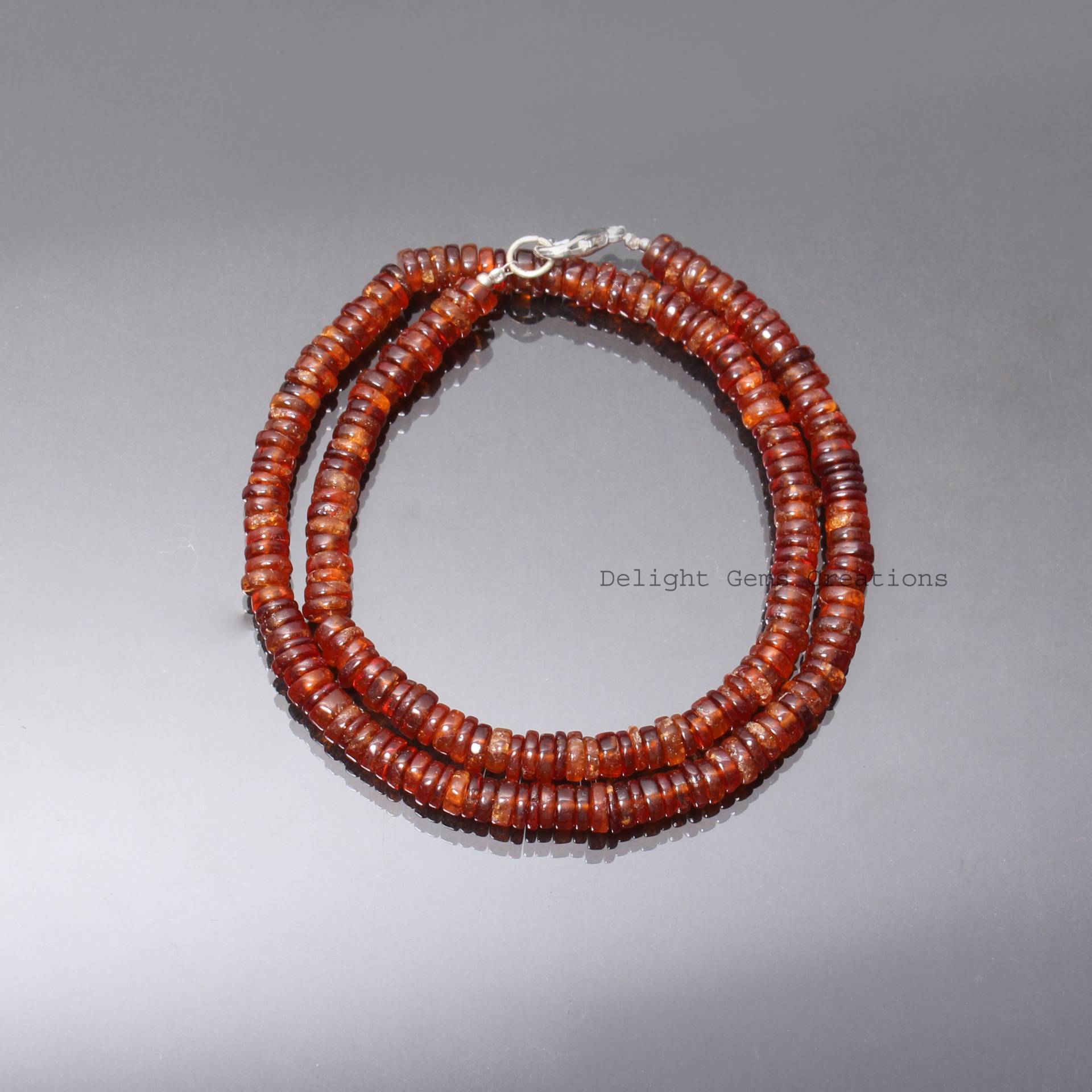 Natürliche Hessonit Granat Perlenkette-6mm Glatt Reifen Orange Edelstein Halskette-Frauen Schmuck-Aaa Schmuck-Geschenk Für Sie/Ihn von DelightGemsCreations