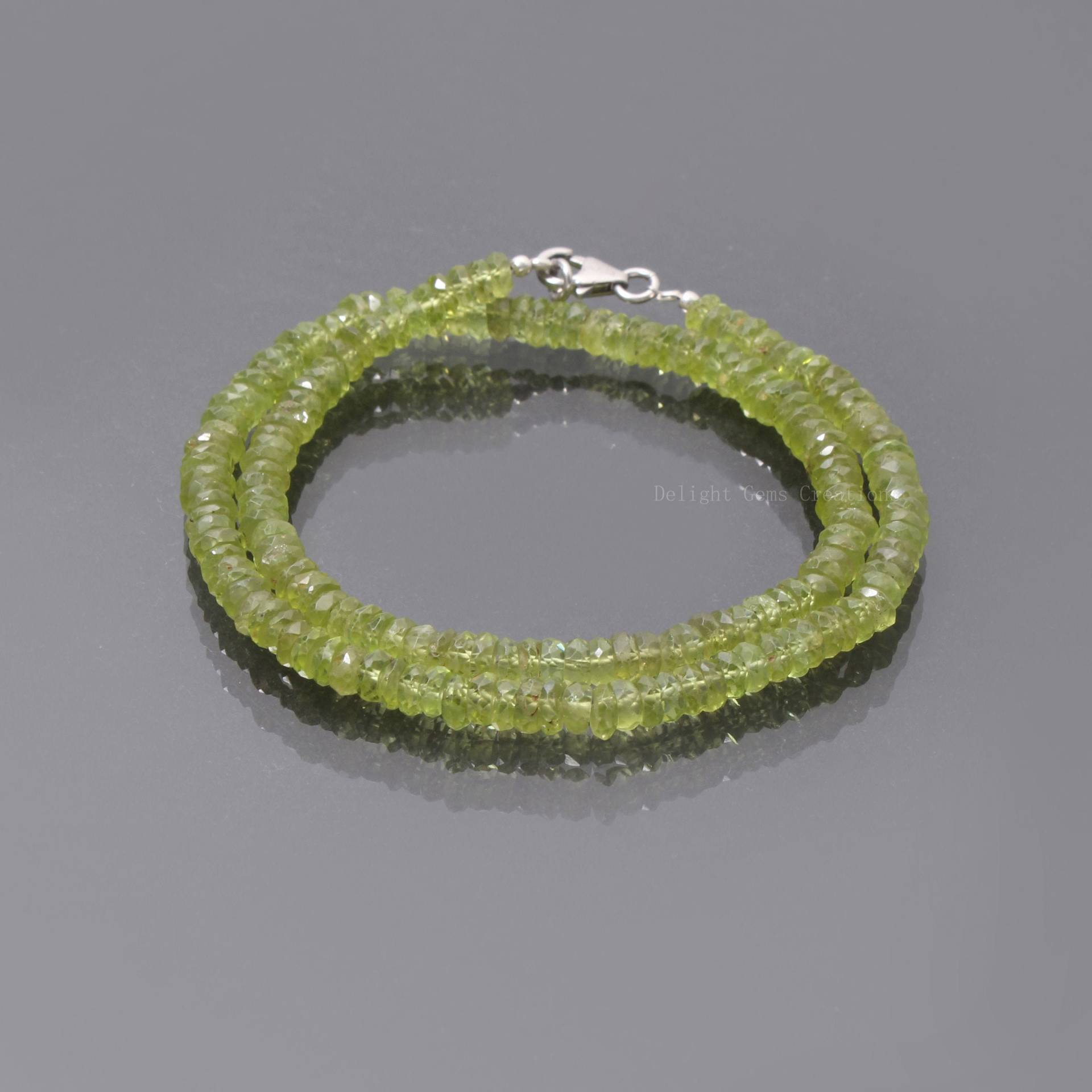 Natürliche Peridot Perle Halskette, 5mm Grün Perlen Aaa Facettierte Roundel Geschenk Für Sie, Frauen Halskette von DelightGemsCreations