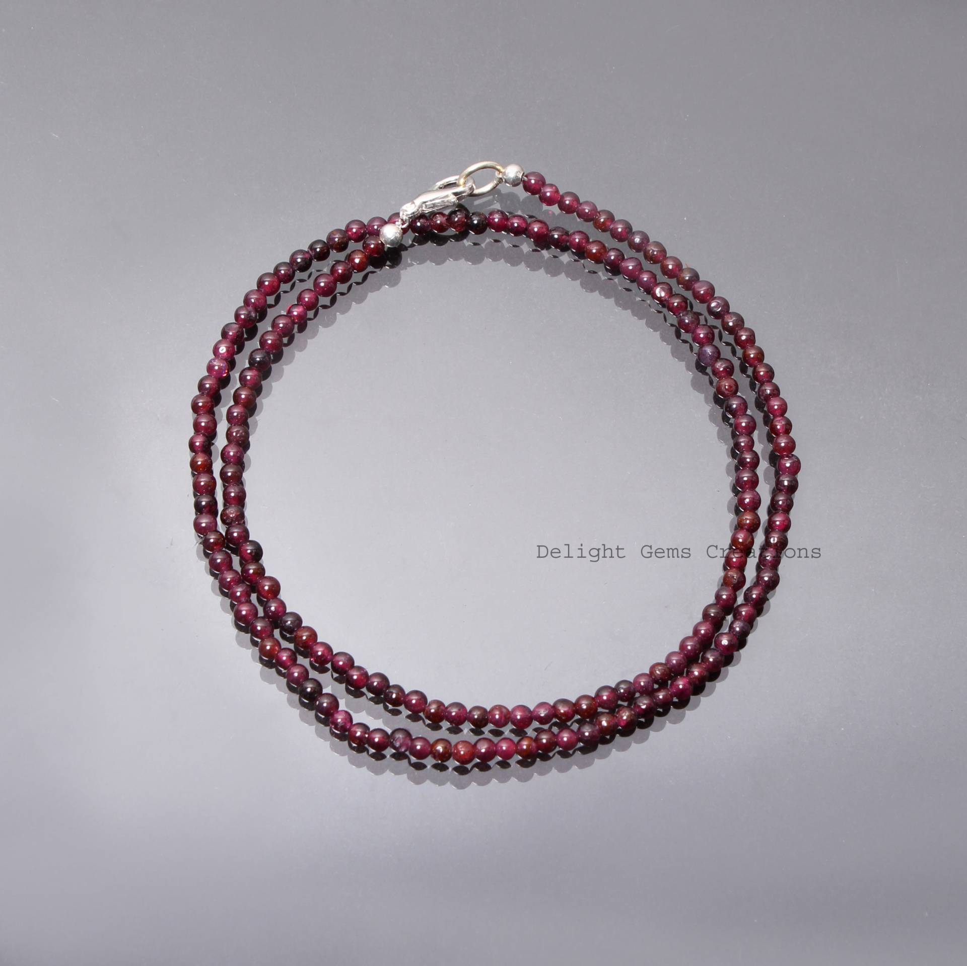 Natürliche Rote Granat Perlen Halskette-3mm Glatte Runde Halskette-Winzige Halskette-Frauen Schmuck-Semi Edelsteine Halskette von DelightGemsCreations