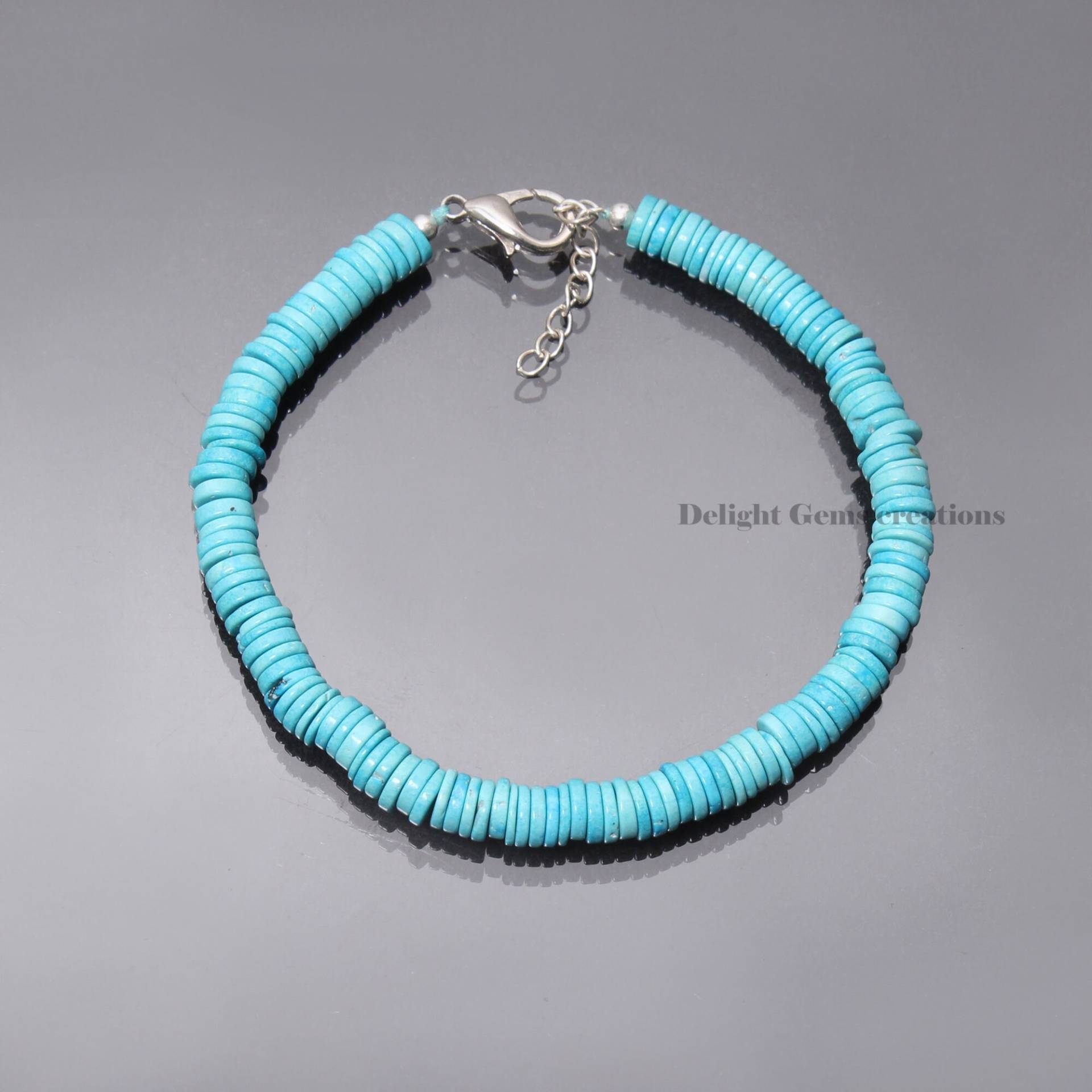 Natürliches Howlith Türkis Perlenarmband-6-7mm Glatte Reifen Radperlen Edelstein Schmuck, Perlenarmband-Frauen Blaues Armband - Geschenk von DelightGemsCreations