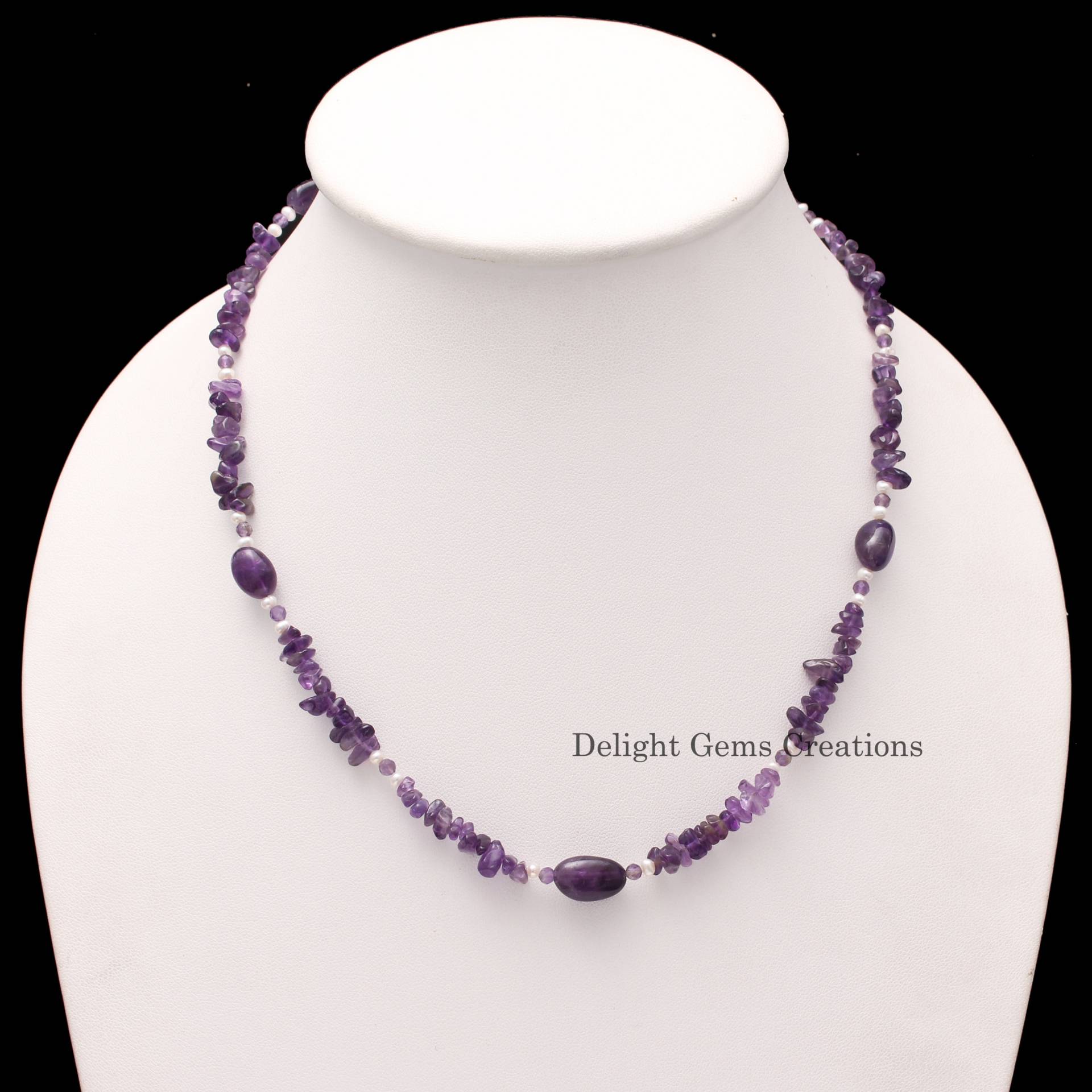 Schöne Amethyst Und Perle Perlen Halskette, 9x14mm/4-6mm 3.5mm Edelstein Perlenkette, Frauen Weihnachtsgeschenk Für Sie von DelightGemsCreations