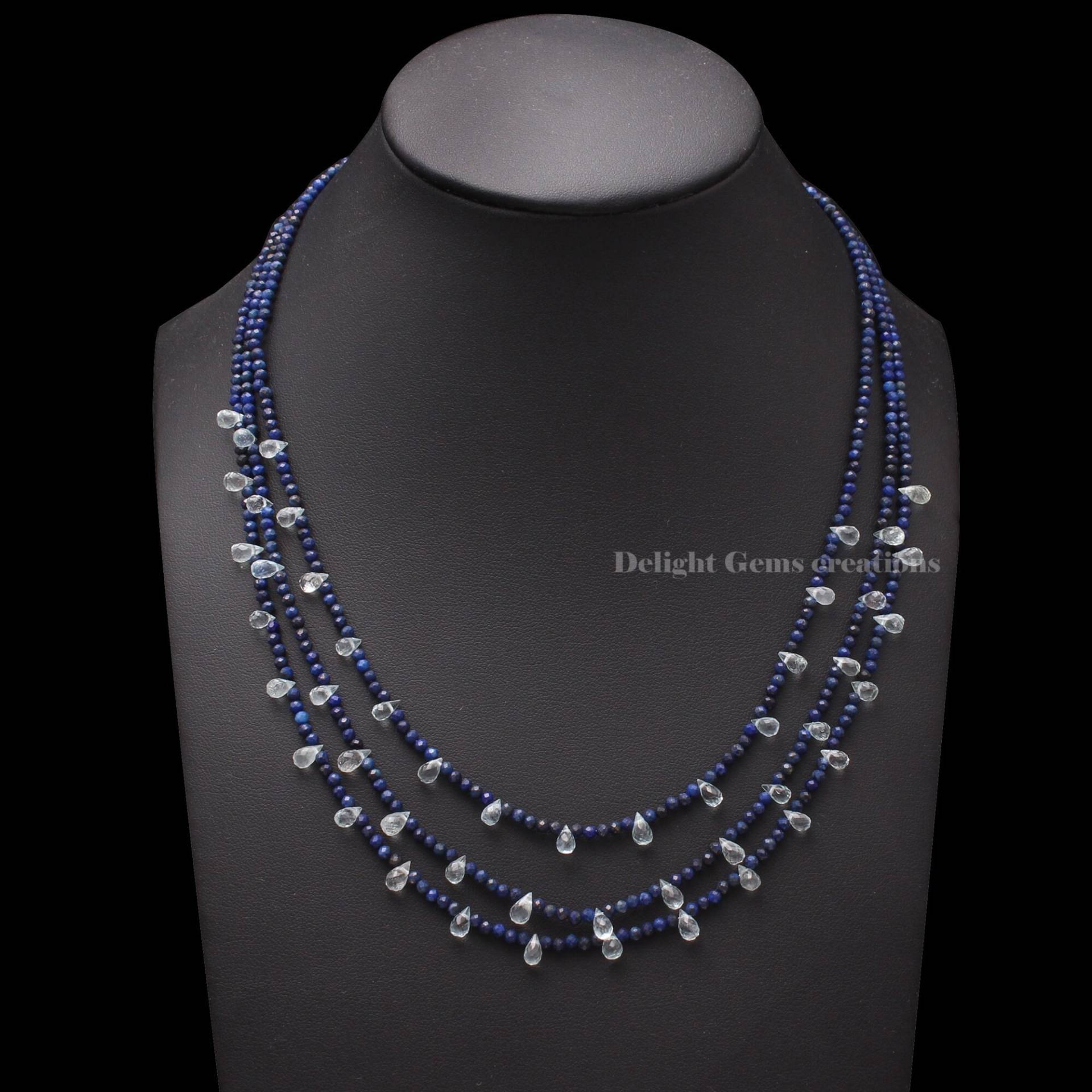 Wunderschöne Lapis Lazuli Und Aquamarin Facettierte Perlen Halskette, Layering Schmuck, Frauen Halskette Aaa, Geschenk Für Sie von DelightGemsCreations
