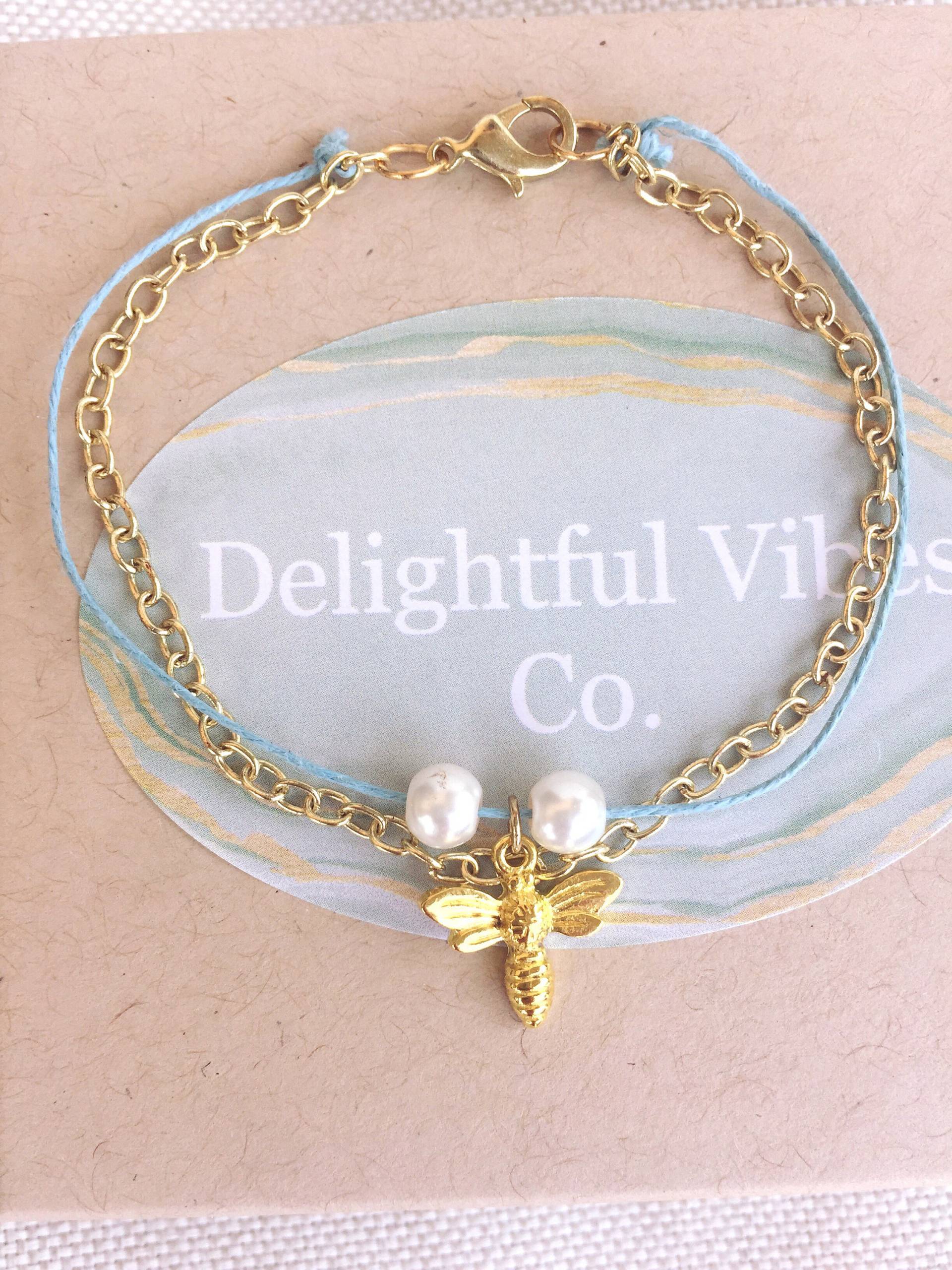 Doppel-strang Honig Biene Gold Armband Doppel-strang Honig Biene Gold Armband von DelightfulVibesCo