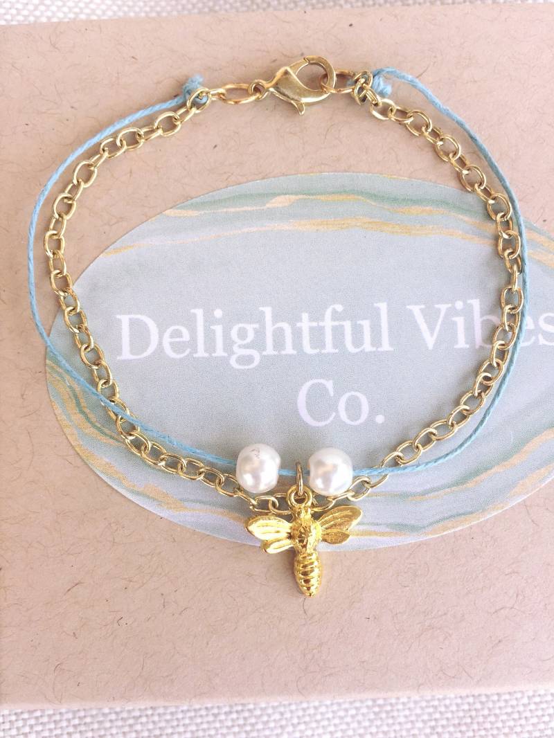 Doppel-strang Honig Biene Gold Armband Doppel-strang Honig Biene Gold Armband von DelightfulVibesCo