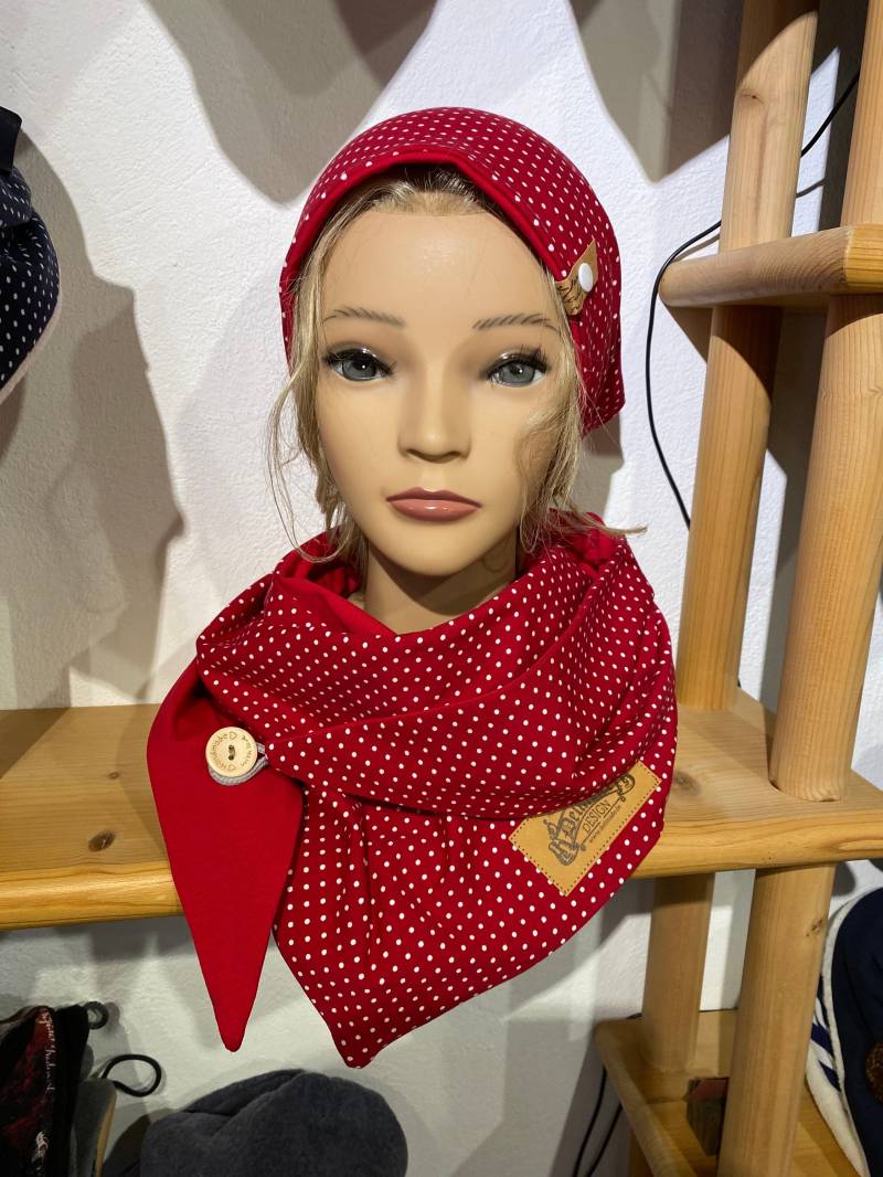 Beanie Damen Punkte Rot Weiß Mütze Zum Wenden Von Delimade Geschenk von Delimade