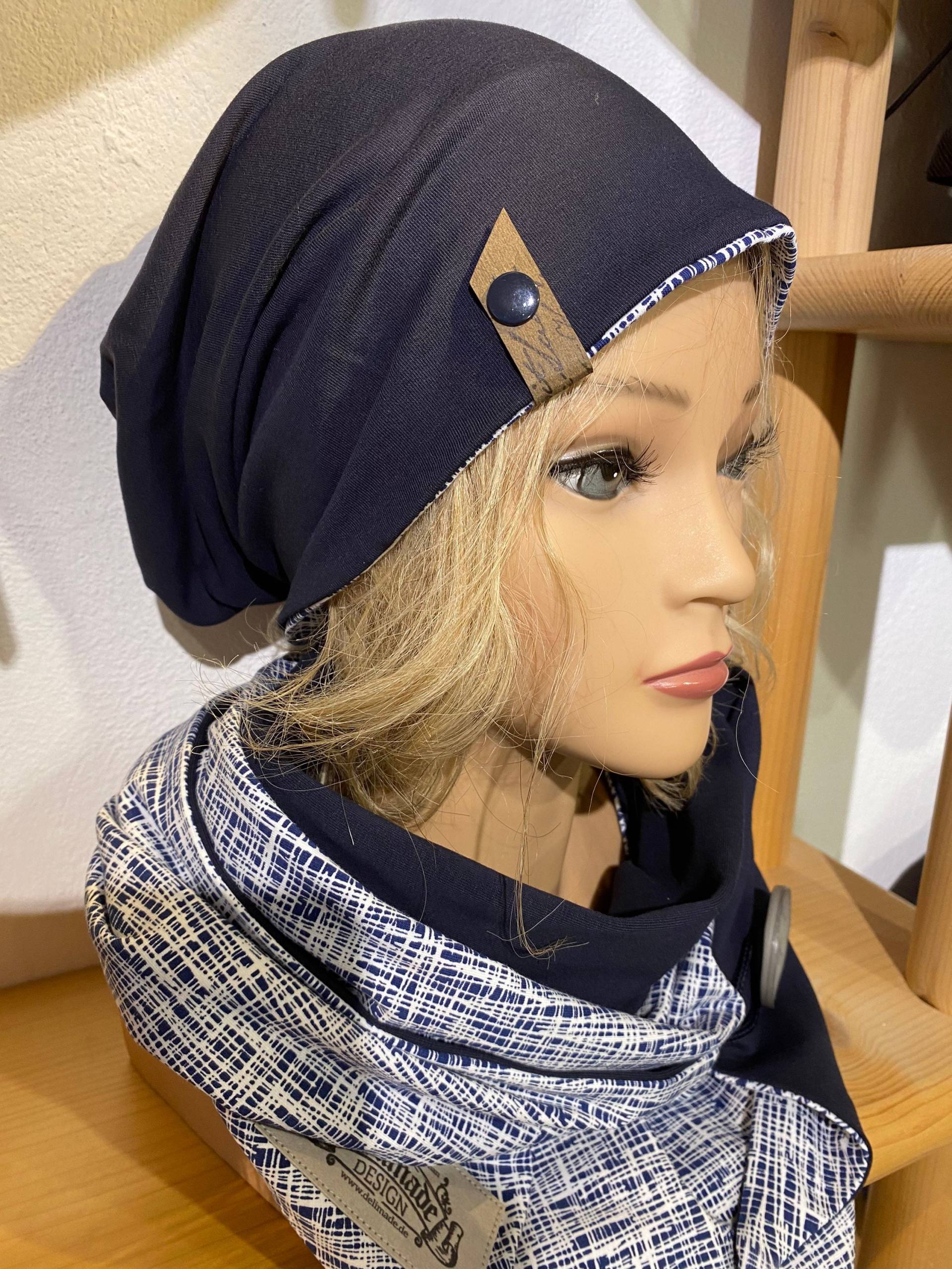 Beanie Mütze Weiß Blau Zum Wenden Wendebeanie Unisex Von Delimade Geschenk von Delimade