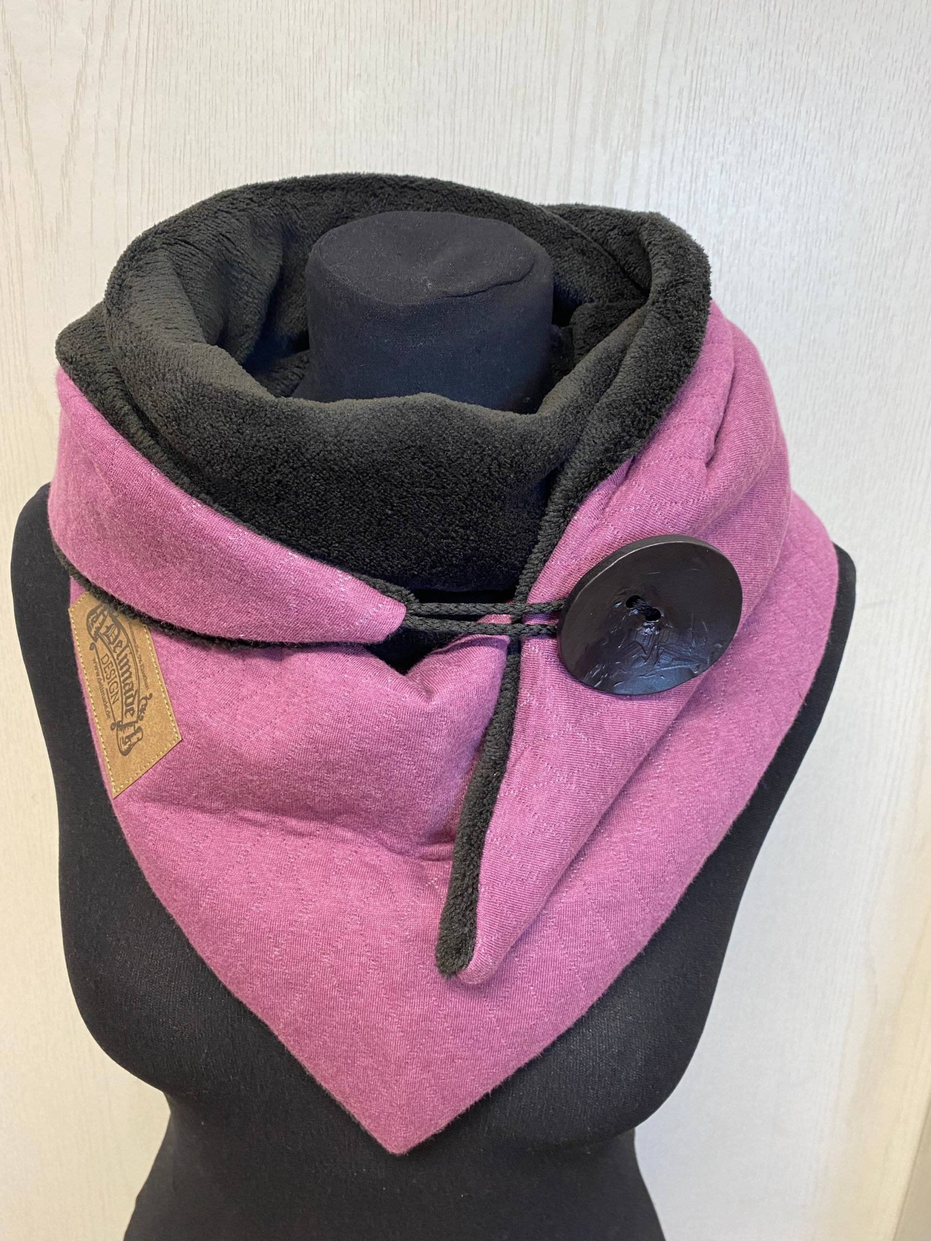 Wickelschal Mit Knopf Warm Und Weich. Kuschlig. Schwarz Lila Violett Fleece Von Delimade Geschenk Dreieckstuch Damen von Delimade