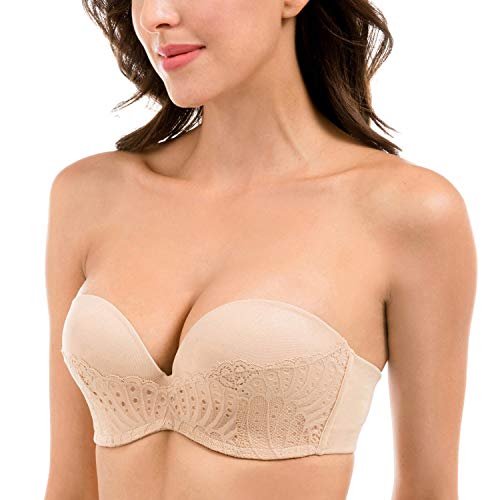 DELIMIRA Damen Trägerloser BH - mit Bügel mit Gepolsterten Cups Toller Halt Beige 95D von DELIMIRA