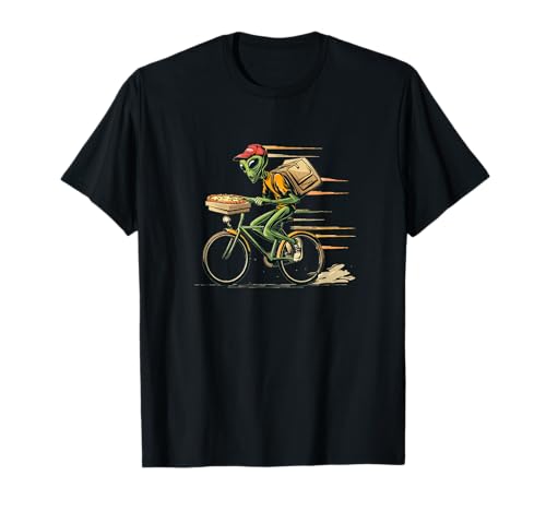 Fahrrad Pizza Delivery Alien Kostüm für Jungen und Mädchen T-Shirt von Delivery Outfit