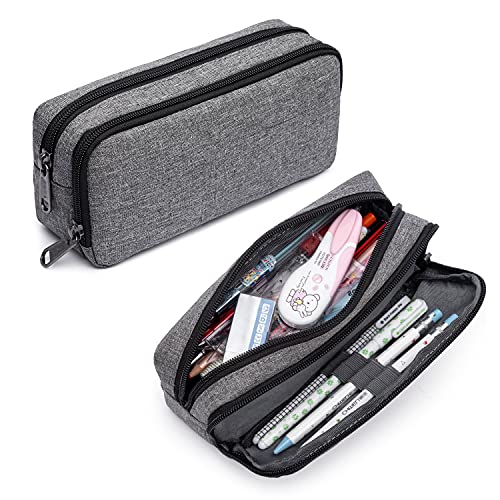 Della Gao Big Capacity Pencil Pen Case Large Pencil Pouch Simple Stationery Bag Office Organizer Pen Bag, Grey von Della Gao
