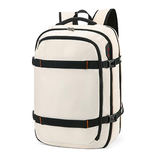 Della Gao Reiserucksack Damen Laptop-Rucksack Herren, 15,6/17 Zoll PC-Rucksack, Arbeitsrucksack mit USB-Steckplatz, PC-Rucksack für Reisen, Weiß von Della Gao