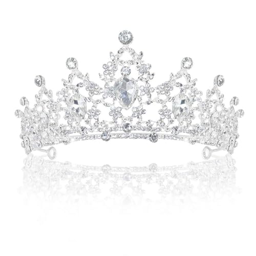Delleu Hochzeit Tiara Kristall Strasssteine ​​Tiara Krone Kamm Festzug Prinzessin Silber Krone1 von JoyFan