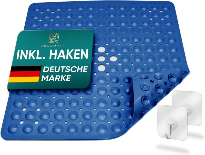 Delluxia Duscheinlage Duschmatte rutschfest speziell für Erwachsene, B: 53 cm, L: 53 cm, inkl. Aufhängung, geruchsfrei, schimmelfrei, ohne Weichmacher von Delluxia