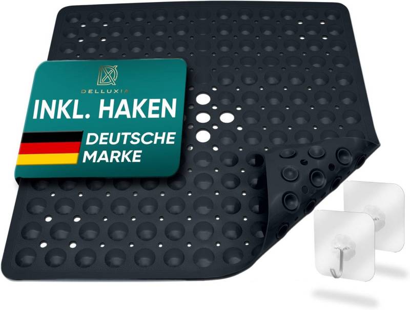 Delluxia Duscheinlage Duschmatte rutschfest speziell für Erwachsene, B: 53 cm, L: 53 cm, inkl. Aufhängung, geruchsfrei, schimmelfrei, ohne Weichmacher von Delluxia