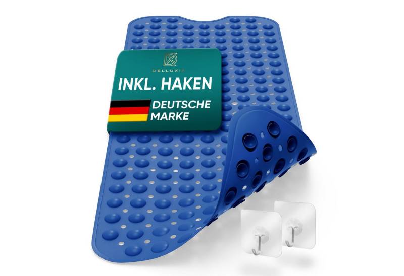 Delluxia Wanneneinlage Badewannenmatte rutschfest für Kinder & Erwachsene, B: 40 cm, L: 100 cm, inkl. Aufhängung, geruchsfrei, schimmelfrei, ohne Weichmacher von Delluxia