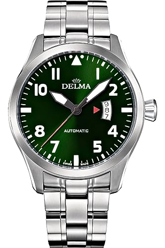 Delma Commander Herren Uhr analog Automatik mit Edelstahl Armband 41702.570.6.149 von Delma