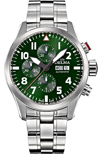 Delma Commander crono Herren Uhr analog Automatik mit Edelstahl Armband 41702.580.6.149 von Delma