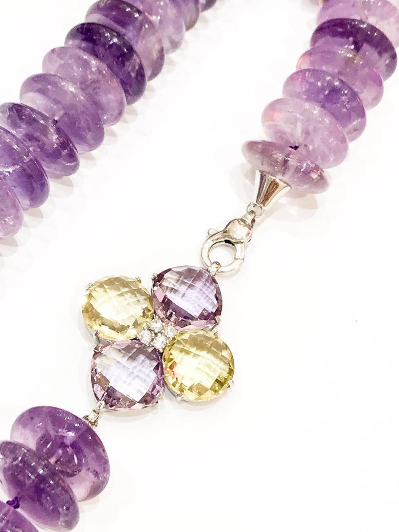 Natürliche Ametrine Halskette Auf 925 Silber Amethyst Und Zitrone Quarz Verschluss von DelmaestrobyCamilla