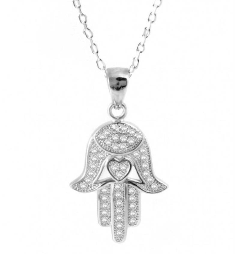 925 Sterling Silber Hamsa Mit Herz Halskette 925 Sterling Silber Hamsa Mit Herz Halskette von Delmasi