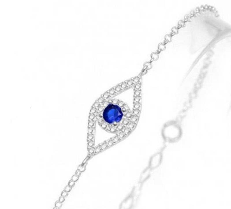 925 Sterling Silber Mandelförmige Evil Eye Armband 925 Sterling Silber Mandelförmige Evil Eye Armband von Delmasi