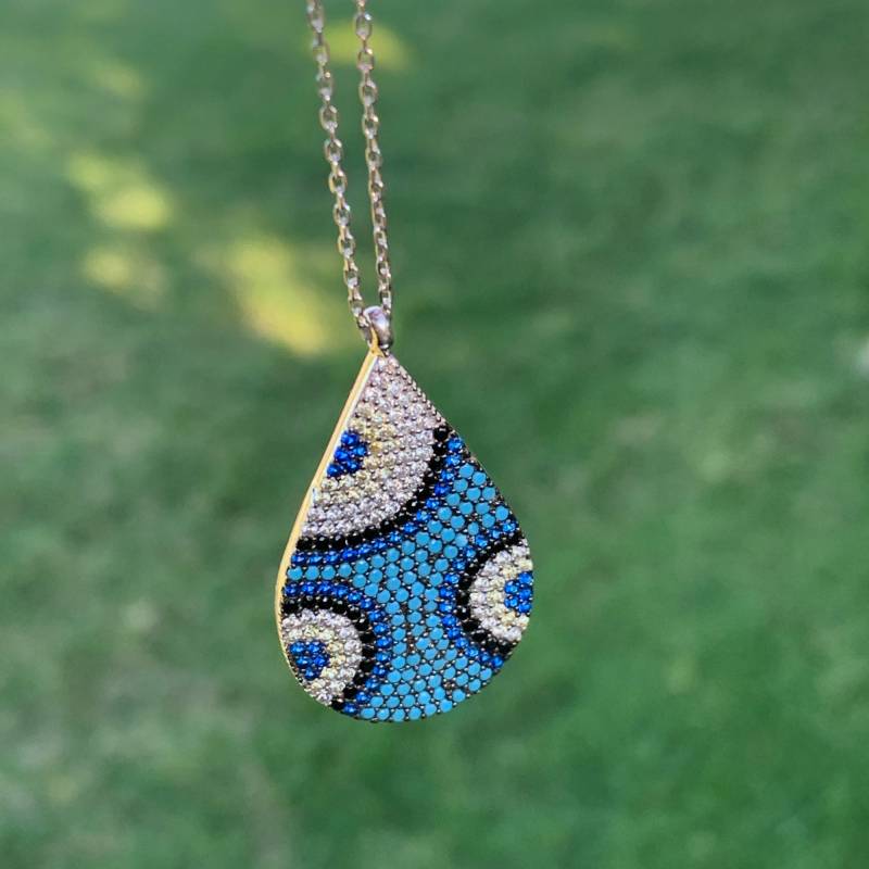 925 Sterling Silber Nano Türkis Tropfen Halskette 925 Sterling Silber Nano Türkis Tropfen Halskette von Delmasi