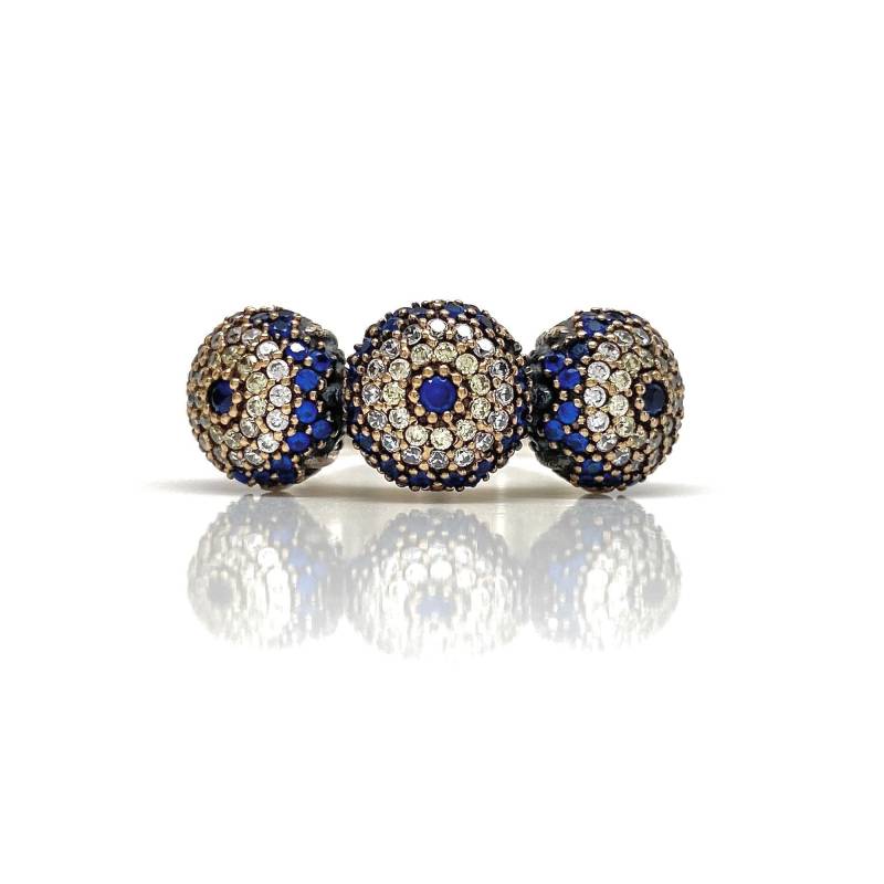 925 Sterling Silber Oxidierte Dreifache Auge Saphir Ring 925 Sterling Silber Oxidierte Dreifache Auge Saphir Ring von Delmasi
