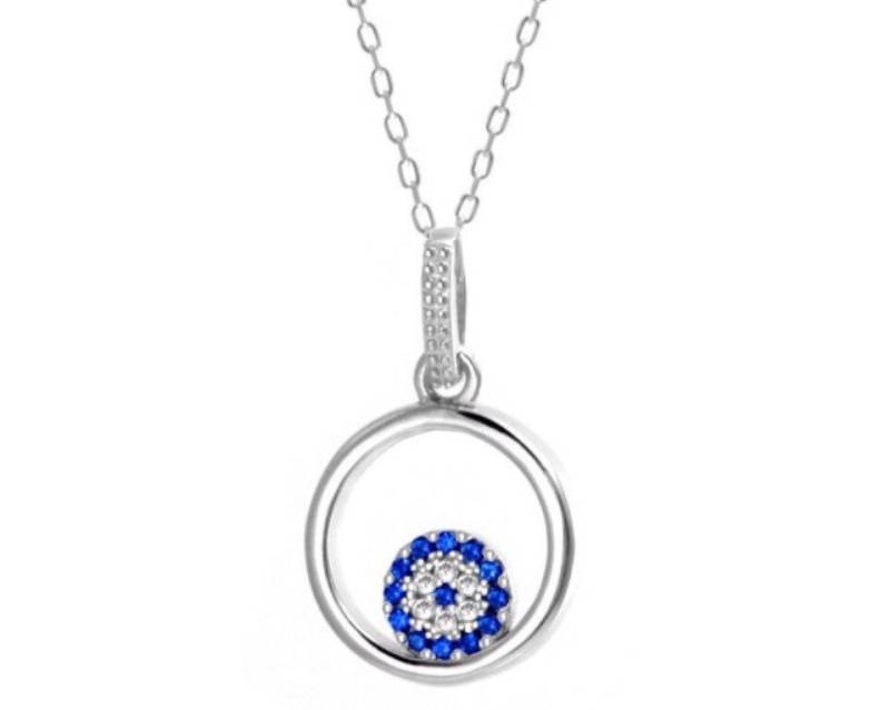 925 Sterling Silber Runde Böses Auge in Einem Runden Rahmen 925 Sterling Silber Runde Böses Auge in Einem Runden Rahmen von Delmasi