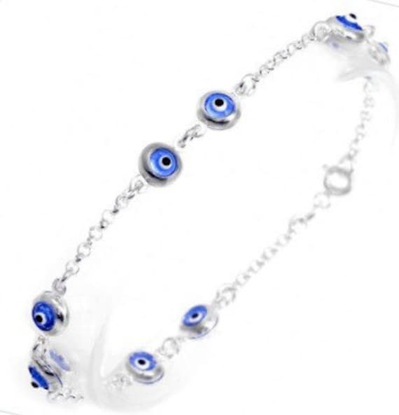 925 Sterling Silber Two By Double Sided Crystal Evil Eye Armband 925 Sterling Silber Two By Double Sided Crystal Evil Eye Armband von Delmasi