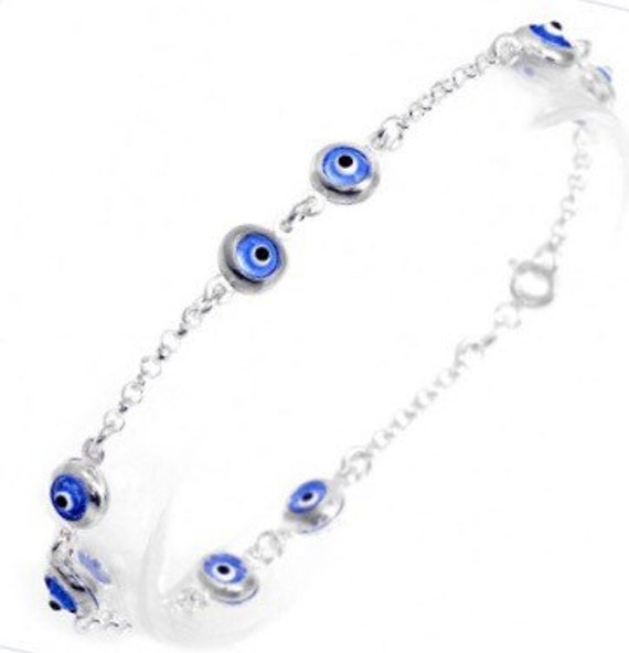 925 Sterling Silber Two By Double Sided Crystal Evil Eye Armband 925 Sterling Silber Two By Double Sided Crystal Evil Eye Armband von Delmasi
