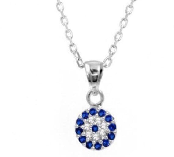 925 Sterling Silber Winzig Runde Evil Eye Halskette 925 Sterling Silber Winzig Runde Evil Eye Halskette von Delmasi