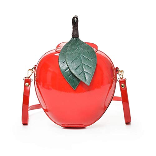 Deloito Frau Mode Apfel Handtasche Reißverschlusstasche Umhängetasche Damen Schultertaschen Kuriertaschen (Rot) von Deloito Rucksack