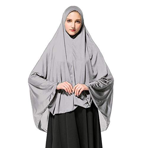 Deloito Damen Kopftuch Muslimischen Gebet Halstuch Lange einfarbig Khimar Tuch Hijab Weich Gemütlich Unter Schal (Grau,XX-Large) von Deloito Schal