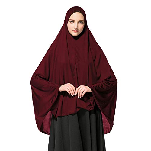 Deloito Damen Kopftuch Muslimischen Gebet Halstuch Lange einfarbig Khimar Tuch Hijab Weich Gemütlich Unter Schal (Weinrot,Medium) von Deloito Schal